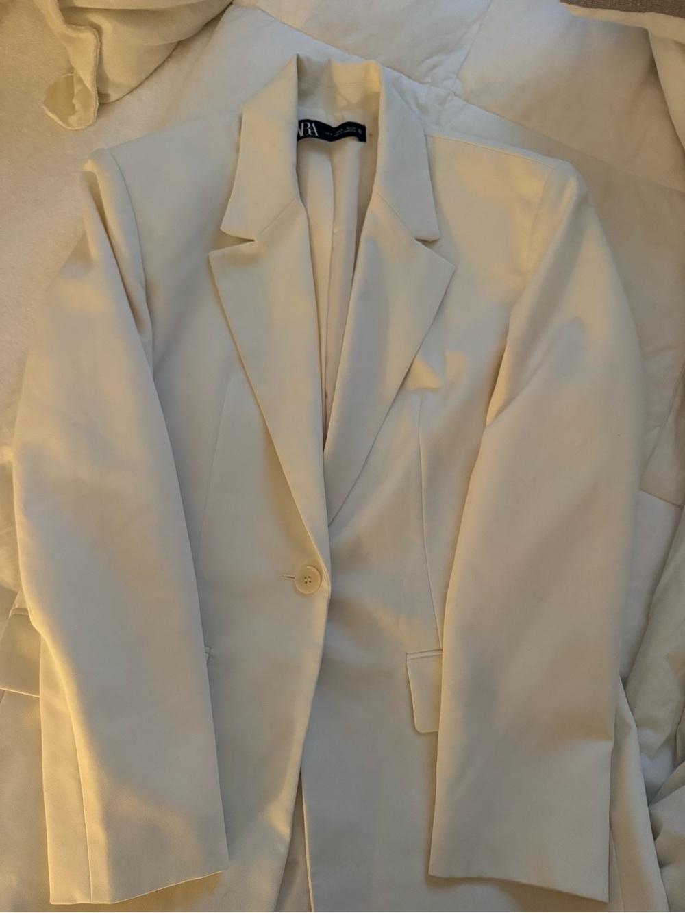 Zara Cream Single-Button Tailored Blazer - Picture 1 of 2